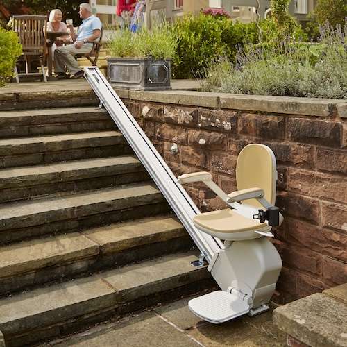 Outdoor Stairlift Installed in Cheshire by Top Flight Stairlifts UK Ltd
