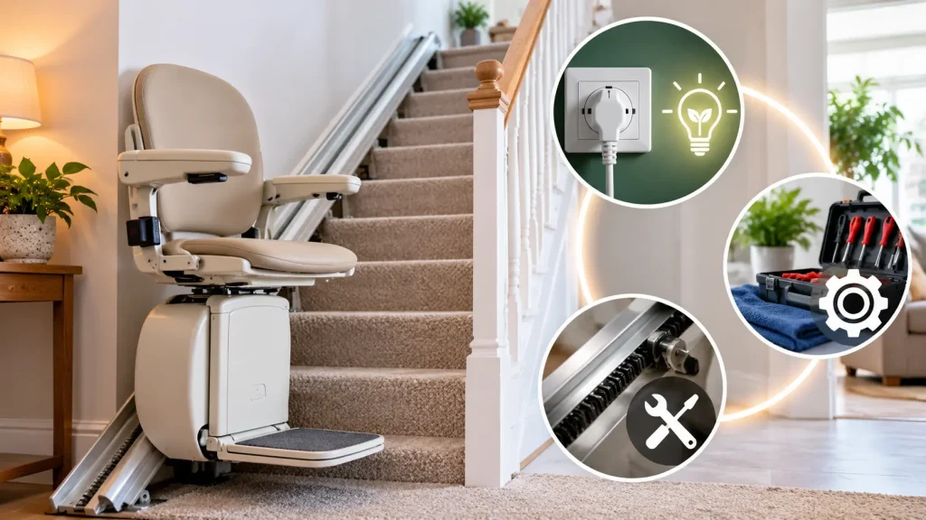 Stairlift installed in a UK home showing typical stairlift running costs